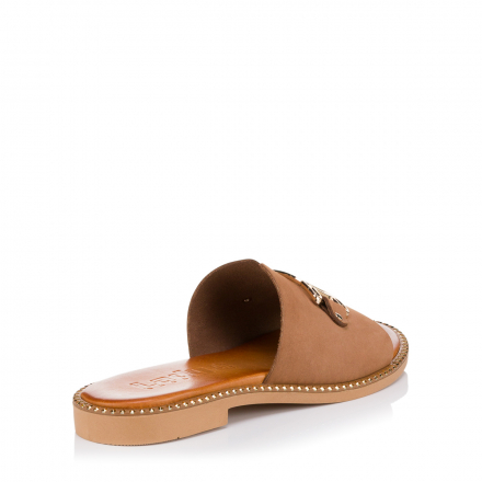 LADY SHOES 103/3 Leather Παντόφλα  Camel