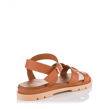 Tomas Anthi Sandal Unkle Strap with H interest Κάμελ 